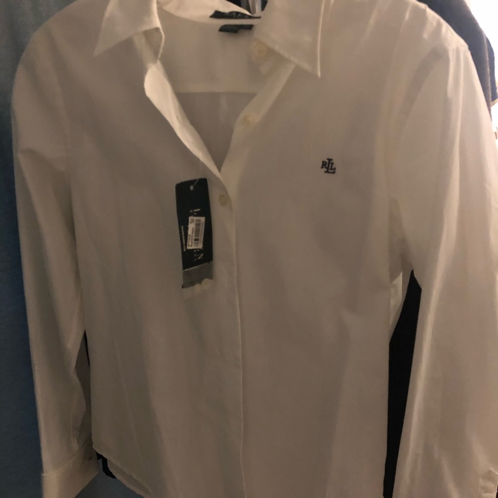 White button down blouse with French cuffs